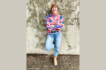 Viskose Webware, "Julia" by Swafing, Blumen, pink, blau, 0,5 m